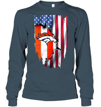 Load image into Gallery viewer, Denver Broncos flag ripped american flag shirt