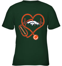Load image into Gallery viewer, Denver Broncos nurse scope love heartbeat shirt