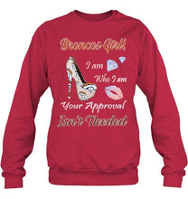 Load image into Gallery viewer, Broncos Girl I am who I am your approval isn't needed Denver Broncos fan high heel glittering shirt