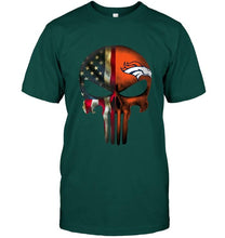 Load image into Gallery viewer, Denver Broncos skull american flag shirt