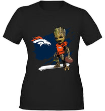 Load image into Gallery viewer, Denver Broncos angry baby groot ripped shirt