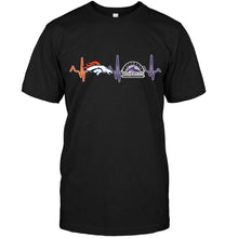 Load image into Gallery viewer, Denver Broncos Colorado Rockies heartbeat shirt