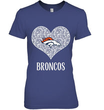 Load image into Gallery viewer, Denver Broncos heart floral pattern shirt