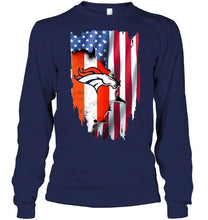Load image into Gallery viewer, Denver Broncos flag ripped american flag shirt