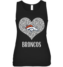 Load image into Gallery viewer, Denver Broncos heart floral pattern shirt