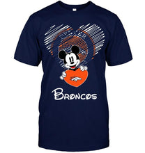 Load image into Gallery viewer, Mickey loves Denver Broncos fan shirt
