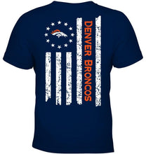 Load image into Gallery viewer, Denver Broncos star american flag on back shirt