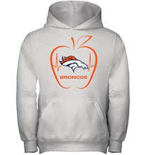 Load image into Gallery viewer, Denver Broncos heartbeat teacher apple shirt