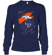 Load image into Gallery viewer, Denver Broncos and Colorado Rockies layer under ripped shirt