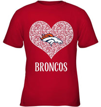 Load image into Gallery viewer, Denver Broncos heart floral pattern shirt