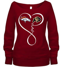 Load image into Gallery viewer, Denver Broncos Colorado Buffaloes love heart shirt