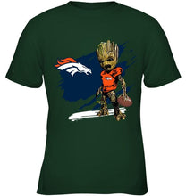 Load image into Gallery viewer, Denver Broncos angry baby groot ripped shirt