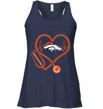 Load image into Gallery viewer, Denver Broncos nurse scope love heartbeat shirt