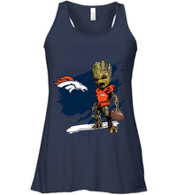 Load image into Gallery viewer, Denver Broncos angry baby groot ripped shirt
