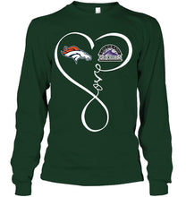 Load image into Gallery viewer, Denver Broncos Colorado Rockies love heart shirt
