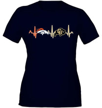 Load image into Gallery viewer, Denver Broncos Colorado Buffaloes heartbeat shirt
