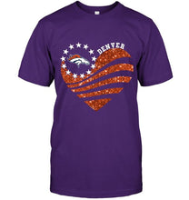 Load image into Gallery viewer, Denver Broncos glitter heart shirt