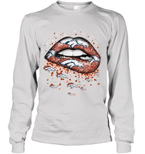Load image into Gallery viewer, Denver Broncos heart glitter pattern lips shirt