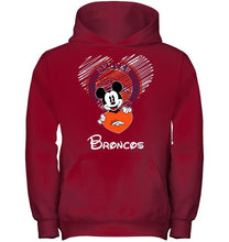 Load image into Gallery viewer, Mickey loves Denver Broncos fan hoodie