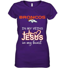 Load image into Gallery viewer, Denver Broncos in my veins jesus in my heart shirt