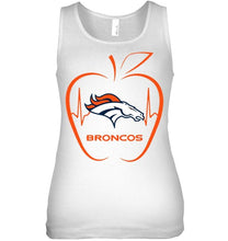 Load image into Gallery viewer, Denver Broncos heartbeat teacher apple shirt