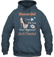 Load image into Gallery viewer, Broncos Girl I am who I am your approval isn't needed Denver Broncos fan high heel glittering shirt