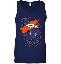 Load image into Gallery viewer, Denver Broncos and Colorado Rockies layer under ripped shirt