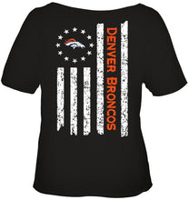Load image into Gallery viewer, Denver Broncos star american flag on back shirt