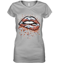 Load image into Gallery viewer, Denver Broncos heart glitter pattern lips shirt