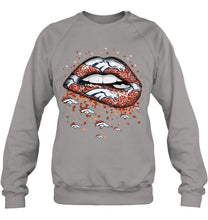Load image into Gallery viewer, Denver Broncos heart glitter pattern lips shirt