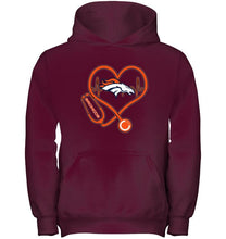 Load image into Gallery viewer, Denver Broncos nurse scope love heartbeat shirt
