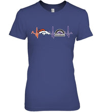 Load image into Gallery viewer, Denver Broncos Colorado Rockies heartbeat shirt