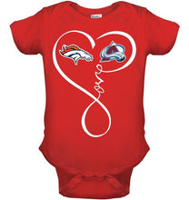 Load image into Gallery viewer, Denver Broncos Colorado Avalanche love heart shirt