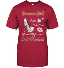 Load image into Gallery viewer, Broncos Girl I am who I am your approval isn't needed Denver Broncos fan high heel glittering shirt
