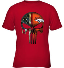 Load image into Gallery viewer, Denver Broncos skull american flag shirt