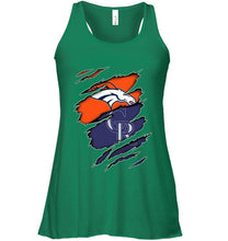 Load image into Gallery viewer, Denver Broncos and Colorado Rockies layer under ripped shirt