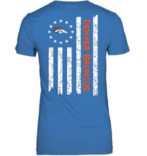 Load image into Gallery viewer, Denver Broncos star american flag on back shirt