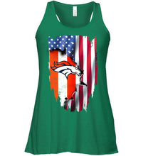 Load image into Gallery viewer, Denver Broncos flag ripped american flag shirt