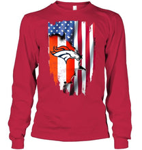 Load image into Gallery viewer, Denver Broncos flag ripped american flag shirt
