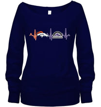 Load image into Gallery viewer, Denver Broncos Colorado Rockies heartbeat shirt