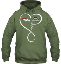 Load image into Gallery viewer, Denver Broncos Colorado Rockies love heart shirt