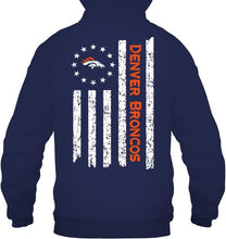 Load image into Gallery viewer, Denver Broncos star american flag on back shirt