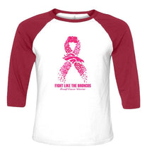 Load image into Gallery viewer, Denver Broncos fight like the Broncos br east cancer warrior shirt