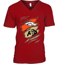 Load image into Gallery viewer, Denver Broncos and Colorado Buffaloes layer under ripped shirt