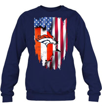 Load image into Gallery viewer, Denver Broncos flag ripped american flag shirt
