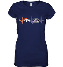 Load image into Gallery viewer, Denver Broncos Colorado Rockies heartbeat shirt