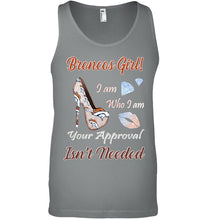 Load image into Gallery viewer, Broncos Girl I am who I am your approval isn't needed Denver Broncos fan high heel glittering shirt