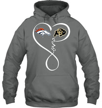 Load image into Gallery viewer, Denver Broncos Colorado Buffaloes love heart shirt