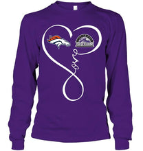 Load image into Gallery viewer, Denver Broncos Colorado Rockies love heart shirt