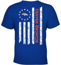 Load image into Gallery viewer, Denver Broncos star american flag on back shirt